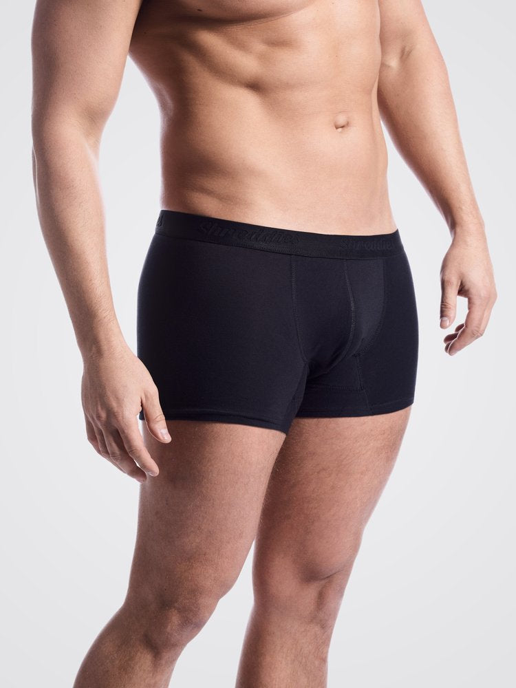 Shreddies Men's Hipster Underwear in black is both fart-filtering and comfortable. Made with activated carbon cloth to absorb and eliminate flatulence odors, Shreddies underwear offers freedom for sufferers of IBS, Crohn’s disease, colitis, dyspepsia, gastritis, food intolerances and other bowel & digestive disorders.