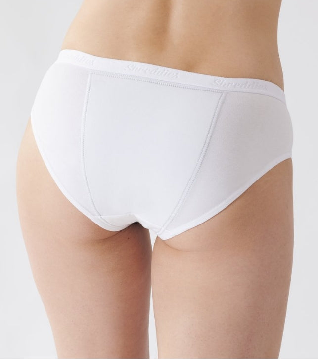 Shreddies Women's Bikini Brief in white is both fart-filtering and comfortable. Made with activated carbon cloth to absorb and eliminate flatulence odors, Shreddies underwear offers freedom for sufferers of IBS, Crohn’s disease, colitis, dyspepsia, gastritis, food intolerances and other bowel & digestive disorders.